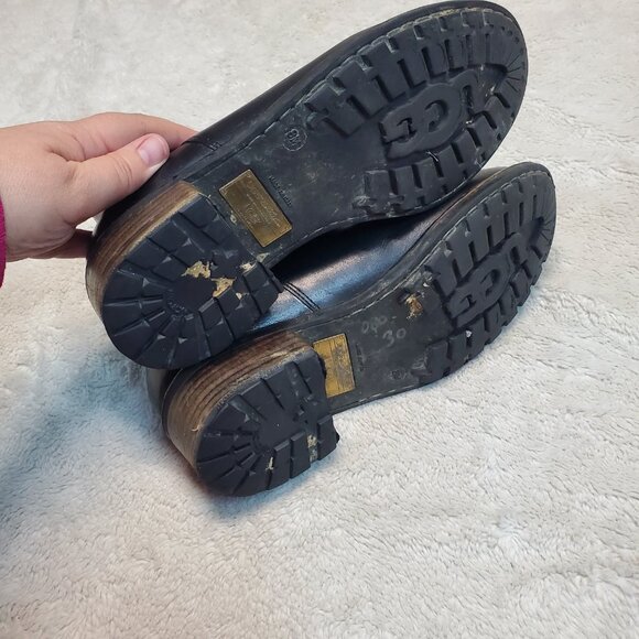 Ugg Black Leather Cavalari Gothic Biker Luxury Punk Moto Pull On Ankle Boots 8 - Picture 7 of 14